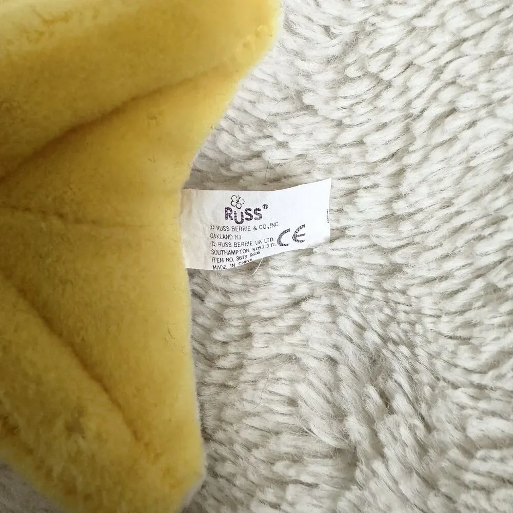 Russ Berrie Yellow Starfish Ocean Creature Plush 5” Stuffed Toy Vintage